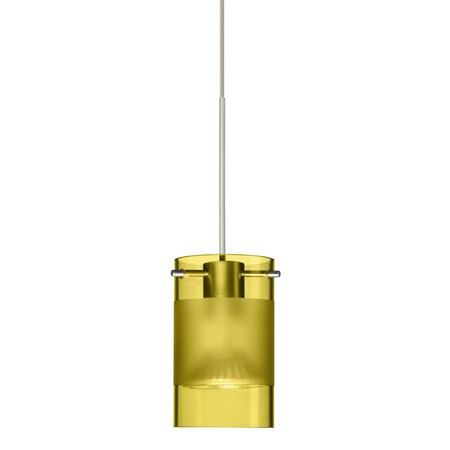 Besa Lighting Scope Cord Pendant, Olive/Frost, Satin Nickel Finish, 1x5W LED 1XT-6524EL-LED-SN